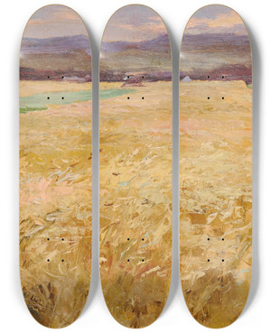 Triptych art skateboard deck of Olga Wisingerflorian Abend by Olga Wisinger-Florian (1844-1926)