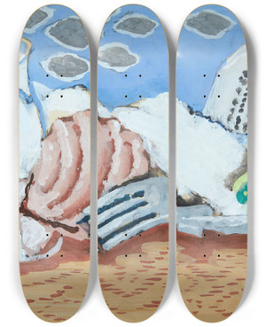 Triptych art skateboard deck of Louis Marcoussis Nature Morte Au Journal_2 by Louis Marcoussis (1883-1941)