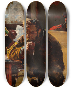 Triptych art skateboard deck of Jacek Malczewski Exiles by Jacek Malczewski (1854-1929)