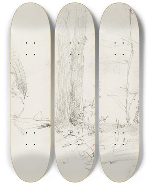 Triptych art skateboard deck of Helene Schjerfbeck Womans Head Landscape Trees by Helene Schjerfbeck (1862-1946)