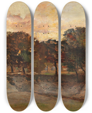 Triptych art skateboard deck of Marie Egner Landschaftsstck by Marie Egner (1850-1940)