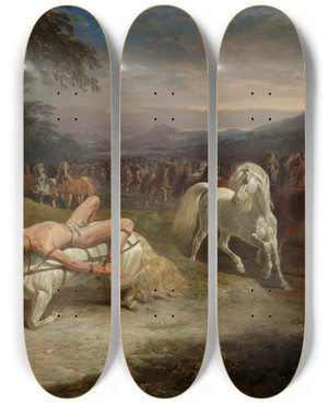 Triptych art skateboard deck of John Frederick Herring Snr Mazeppa by John Frederick Herring Snr (1795-1865)