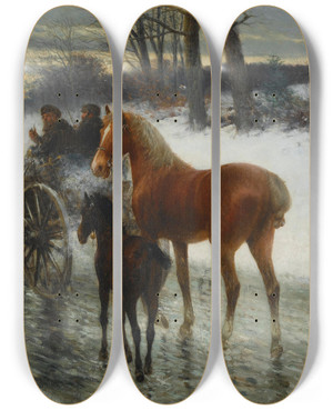 Triptych art skateboard deck of Jan Van Chelminski Napoleonic Campaign by Jan Van Chelminski (1851-1925)