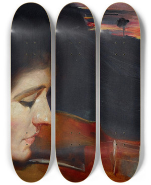 Triptych art skateboard deck of Tom Roberts Adagio by Tom Roberts (1856-1931)