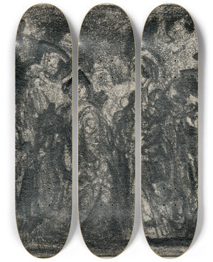 Triptych art skateboard deck of Matthijs Maris Literaire Voorstelling_1 by Matthijs Maris (1839-1917)