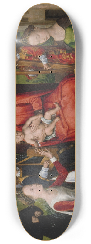 Hans Memling - Virgin and Child with Saints Catherine of Alexandria and Barbara 8.25 inch art skate deck
