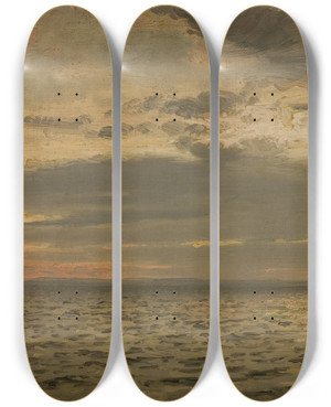 Triptych art skateboard deck of Amaldus Nielsen Ettermiddagsstemning by Amaldus Nielsen (1838-1932)
