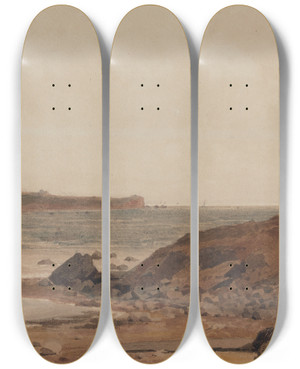 Triptych art skateboard deck of Peter Dewint Coast Scene_2 by Peter Dewint (1784-1849)