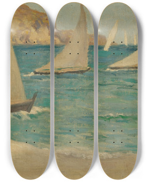 Triptych art skateboard deck of Aristide Maillol Les Rgates by Aristide Maillol (1861-1944)