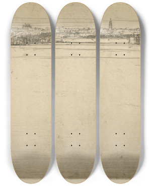 Triptych art skateboard deck of David Young Cameron Berwickontweed by David Young Cameron (1865-1945)
