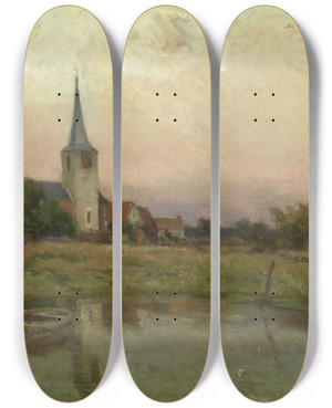Triptych art skateboard deck of Jacques Rosseels Mariakerke by Jacques Rosseels