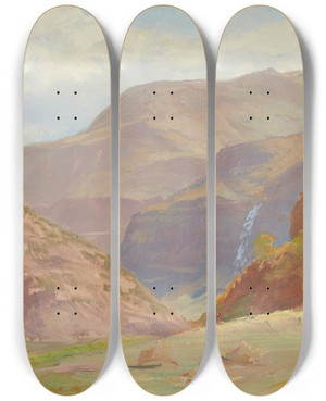 Triptych art skateboard deck of William Trost Richards Norway by William Trost Richards (1833-1905)