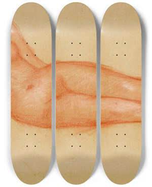 Triptych art skateboard deck of Aristide Maillol Dina Couche De Face by Aristide Maillol (1861-1944)