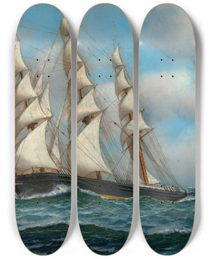 Triptych art skateboard deck of Antonio Jacobsen Governor Goodwin by Antonio Jacobsen (1850-1921)