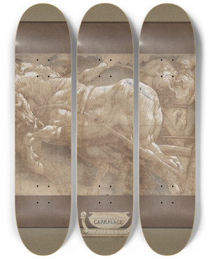Triptych art skateboard deck of Lelio Orsi Triumphal Scene by Lelio Orsi (1511-1587)
