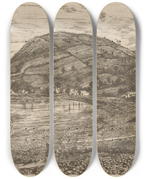 Triptych art skateboard deck of Edwin Edwards Minehead by Edwin Edwards