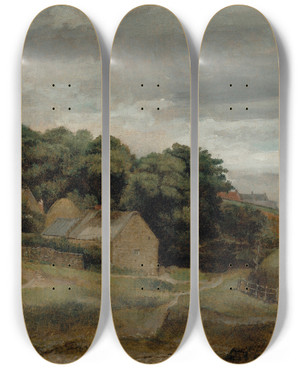 Triptych art skateboard deck of Sir David Wilkie A View Of Cults by Sir David Wilkie (1785-1841)