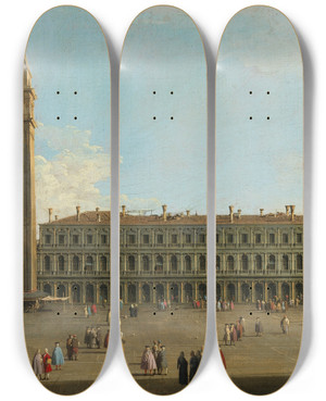 Triptych art skateboard deck of Canaletto Saint Marks Square Venice by Canaletto (1697-1768)