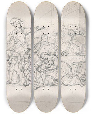 Triptych art skateboard deck of Nicaise De Keyser The Geuzen_3 by Nicaise De Keyser (1813-1887)