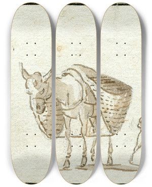 Triptych art skateboard deck of Otto Howen Pakezels_2 by Otto Howen (1774-1848)