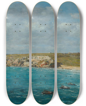 Triptych art skateboard deck of Eugne Boudin Camaret La Pointe Du Toulinguet by Eugene Boudin (1824-1898)