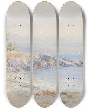 Triptych art skateboard deck of Edward Theodore Compton Jalta by Edward Theodore Compton (1849-1921)