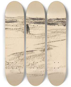 Triptych art skateboard deck of Max Liebermann In Den Dnen by Max Liebermann (1847-1935)