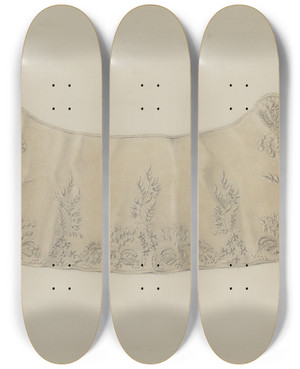 Triptych art skateboard deck of Frank Nelson Embroidered Lace Collar by Frank Nelson