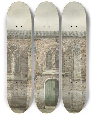 Triptych art skateboard deck of Gerrit Hulseboom Oude Kerk Van Vaassen_1 by Gerrit Hulseboom (1784-1863)