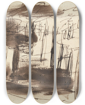Triptych art skateboard deck of George Romney Eartham Wood by George Romney (1734-1802)