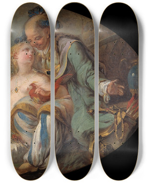 Triptych art skateboard deck of Jeanbaptiste Le Prince La Sultane by Jean-Baptiste Le Prince (1734-1781)