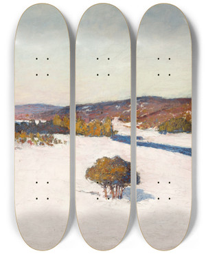 Triptych art skateboard deck of Olof Sagernelson Winter Landscape by Olof Sager-Nelson (1868-1896)