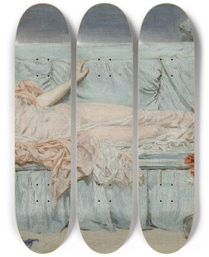 Triptych art skateboard deck of Albert Joseph Moore Lilies by Albert Joseph Moore (1841-1893)