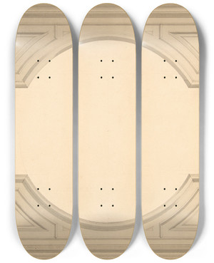 Triptych art skateboard deck of Julesedmondcharles Lachaise Design For A Ceiling_8 by Jules-Edmond-Charles Lachaise (1897)