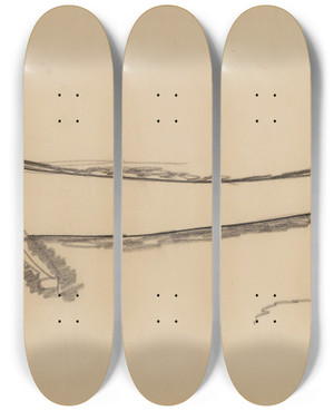 Triptych art skateboard deck of Amedeo Modigliani Lion De Profile by Amedeo Modigliani (1884-1920)