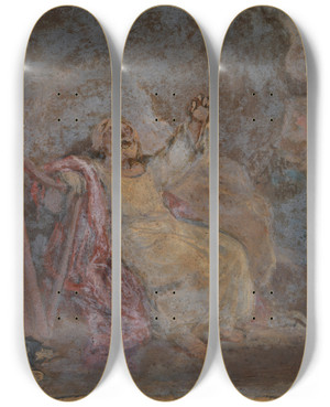 Triptych art skateboard deck of Robert Smirke One From Illustrations To Shakespeare_22 by Robert Smirke (1752-1845)