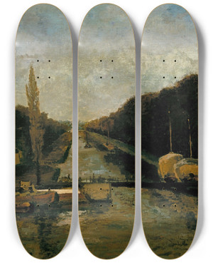 Triptych art skateboard deck of Alphonse Asselbergs De Oeverpoort In Brussel by Alphonse Asselbergs