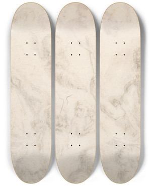 Triptych art skateboard deck of Bartholomaeus Ignaz Weiss Two Head Studies by Bartholomaeus Ignaz Weiss (1730-1814)