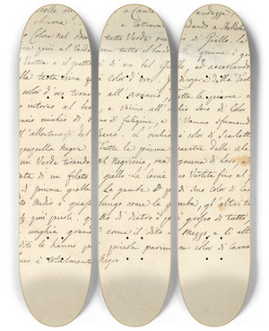 Triptych art skateboard deck of Luigi Balugani Study Of A Bird by Luigi Balugani (1737-1770)