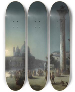 Triptych art skateboard deck of Josef Carl Berthold Pttner Markusplatz_2 by Josef Carl Berthold Puttner (1821-1881)