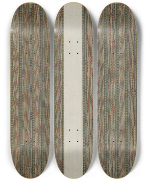 Triptych art skateboard deck of American 20Th Century Rug Runner by American 20Th Century