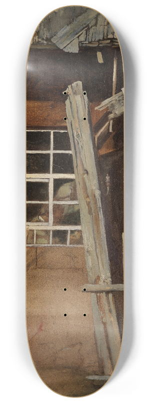 Hans Thoma - Bauernhausecke mit Gartenzaun und Huhn 8.25 inch art skate deck