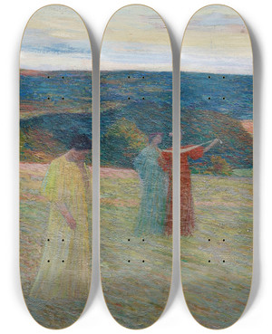 Triptych art skateboard deck of Henri Martin Les Trois Muses by Henri Martin (1860-1943)