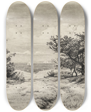 Triptych art skateboard deck of Carl Bloch Udsigt Til Havet by Carl Bloch (1834-1890)