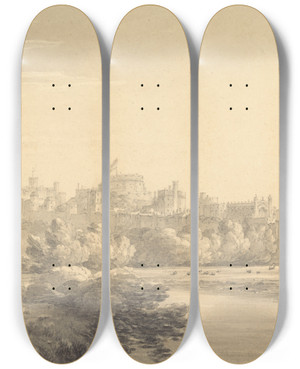 Triptych art skateboard deck of Thomas Hearne Windsor Castle by Thomas Hearne (1744-1817)