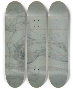Triptych art skateboard deck of John Singleton Copley Study For The Siege Of Gibraltar Three Figures by John Singleton Copley (1738-1815)