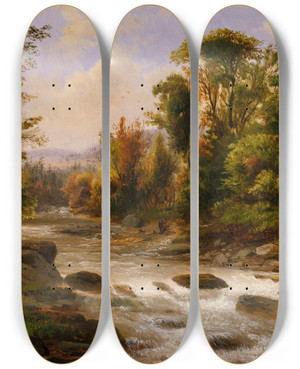 Triptych art skateboard deck of Robert S Duncanson On The St Annes East Canada 1863 by Robert S Duncanson (1821-1872)