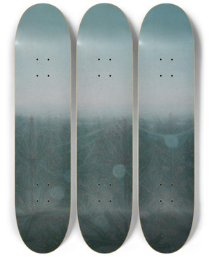 Triptych art skateboard deck of William Degouve De Nuncques De Dageraad by William Degouve De Nuncques (1867-1935)