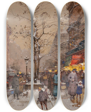 Triptych art skateboard deck of Eugne Galienlaloue Porte Saintdenis by Eugene Galien Laloue (1854-1941)