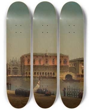 Triptych art skateboard deck of Charles Marchand View Of Venice_1 by Charles Marchand